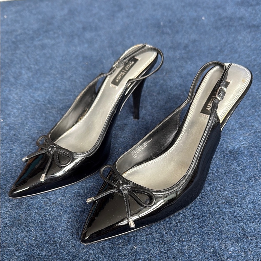 WHBM black patent kitten heels
